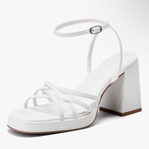 Comfortable High-Heeled Sandals, Square Strap Platform Sandals size 8.5